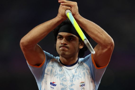 India's Neeraj Chopra holds a javelin
