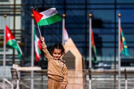 A child holds a Palestinian flag during a protest in support of Palestinians in Gaza. November 29, 2023. REUTERS/Yara Nardi (Reuters)
