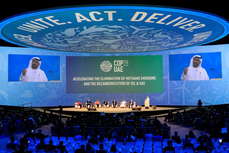 Head of Strategy, Energy Transition of the Office of the UAE Special Envoy for Climate Change, Abdulla Malek addresses the panellists at the opening ceremony for Energy Day during the United Nations Climate Change Conference COP28 in Dubai, United Arab Emirates December 5, 2023