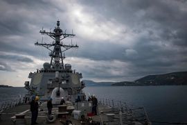 This Nov. 12, 2018 photo shows The USS Carney in the Mediterranean Sea