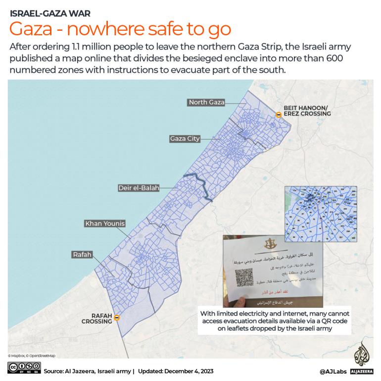 INTERACTIVE - Israel Gaza War Map - Israeli army evacuation grid map- Dec 4-1701718690