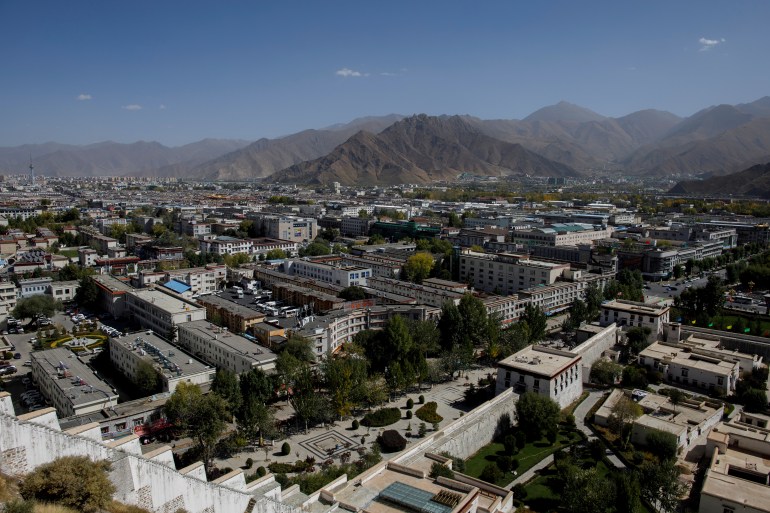 An overview shows Lhasa from Potala Palace, during a government-organised tour of the Tibet Autonomous Region, China, October 15, 2020. Picture taken October 15, 2020. REUTERS/Thomas Peter