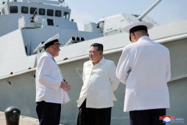 North Korean leader Kim Jong Un inspects the Guards 2nd Surface Ship Flotilla of the East Sea Fleet of the Navy of the Korean People's Army (KPA),