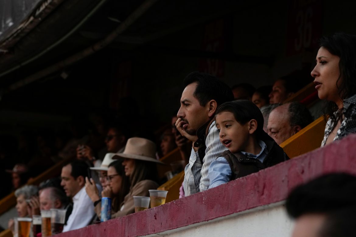 Spectators wait for a bullfight at the Plaza Mexico,