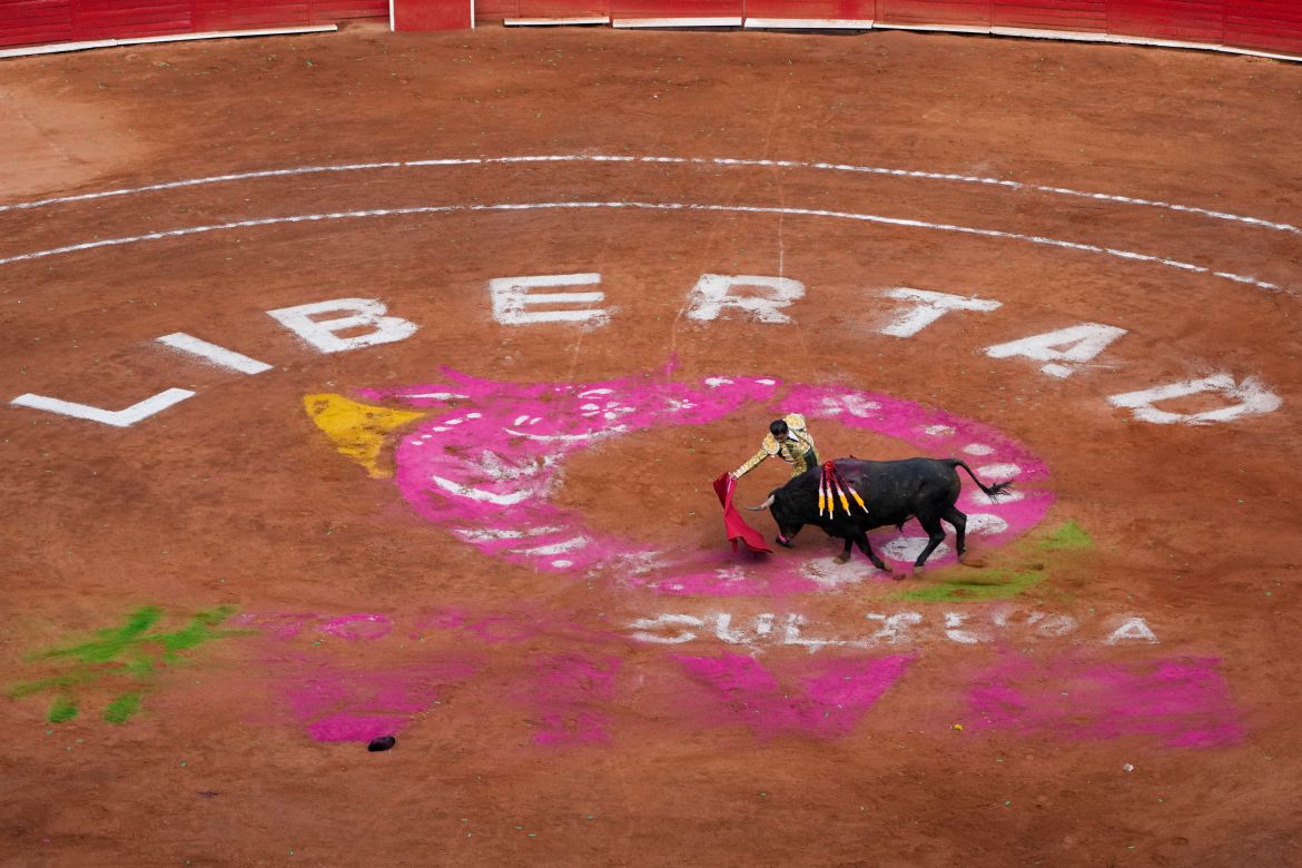 A bullfighter performs at the Plaza Mexico