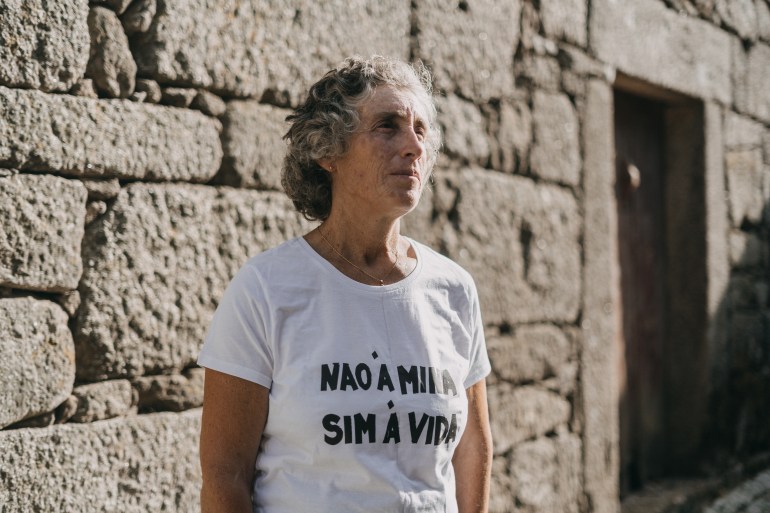Portrait of Maria Loureiro during the protest action in Covas do Barroso, Portugal on 15 August 2023.