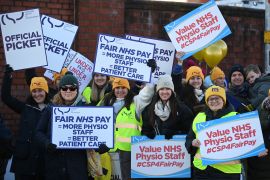NHS workers at a picket line outside the The Royal Hospitals