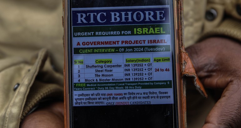 India workers Israel jobs