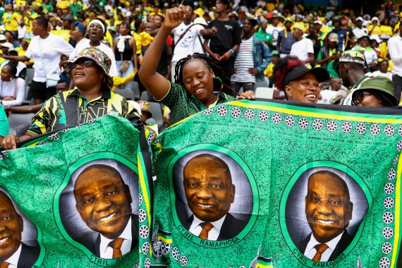 Supporters of South African President Cyril Ramaphosa