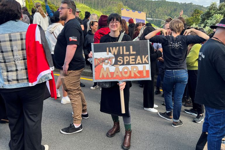 Demonstrators protest against New Zealand government's promises to wind back Indigenous policies of previous governments