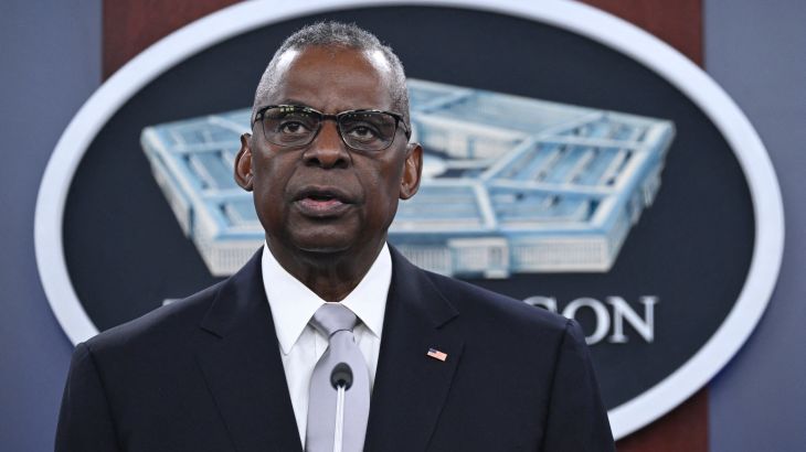 US Defense Secretary Lloyd Austin takes questions during a press conference