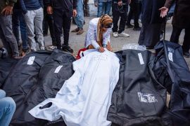 Palestinians mourn relatives killed in the Israeli bombardment