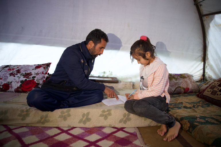 Abdul Karim and his family members suffer from problems moving between the house and the tent, but they are no longer able to feel safe inside the house for fear of aftershocks.