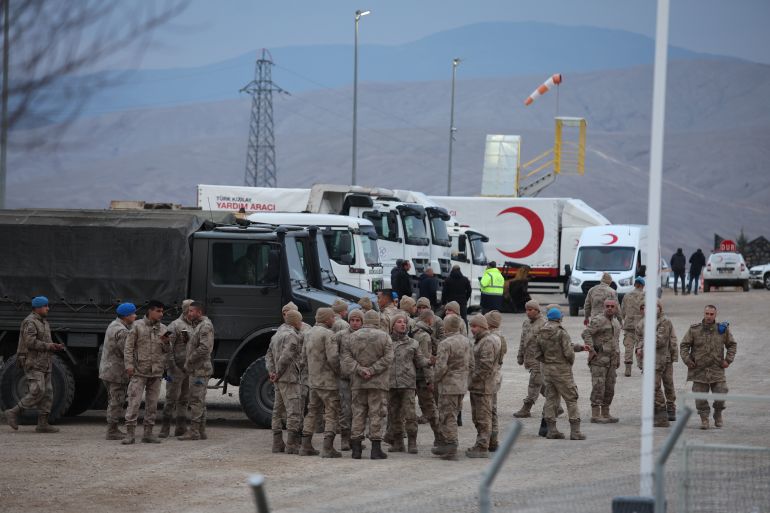 Members of the military attend after a landslide occurred in a gold mine operated by Anagold Mining in İliç district of Erzincan on January 14, 2024
