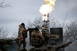 Ukrainian servicemen fire an anti-aircraft cannon near Bakhmut, Ukraine [File: Radio Free Europe/Radio Liberty/Serhii Nuzhnenko via Reuters]
