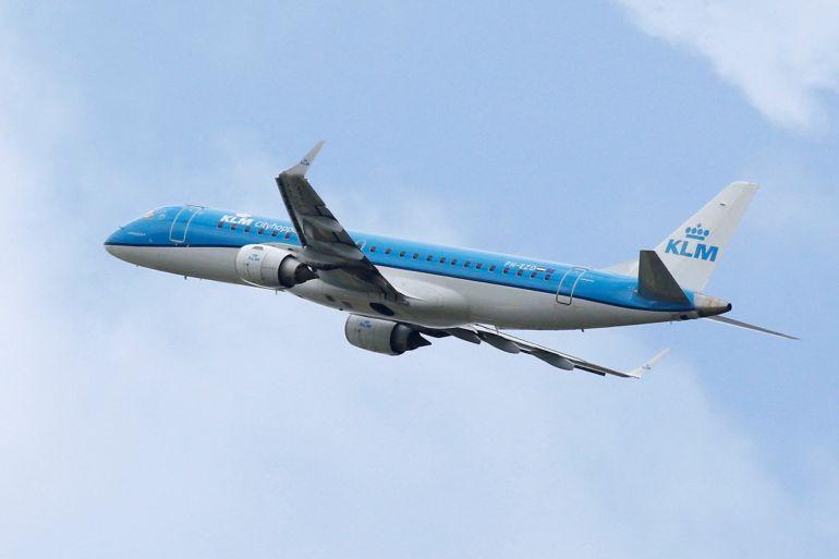 A KLM commercial passenger jet takes off in Blagnac near Toulouse, France, May 29, 2019