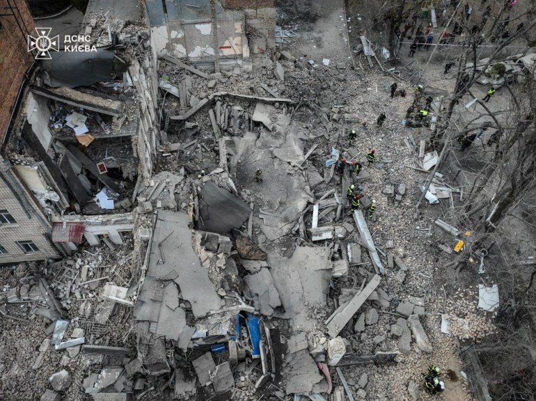 Aftermath of a Russian missile strike, in Kyiv
