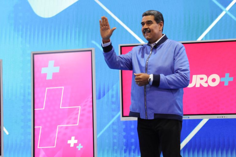 This handout picture released by Miraflores Press Office shows Venezuela's President Nicolas Maduro speaking during his television program in Maturin, Monagas State, Venezuela on March 11, 2024. - Venezuela's President Nicolas Maduro has been officially selected to seek a third, successive term in the July 28 elections, a senior ruling party official said on March 11, 2024. (Photo by MARCELO GARCIA / Miraflores press office / AFP) / RESTRICTED TO EDITORIAL USE - MANDATORY CREDIT "AFP PHOTO / MIRAFLORES PRESS OFFICE / MARCELO GARCIA" - NO MARKETING NO ADVERTISING CAMPAIGNS - DISTRIBUTED AS A SERVICE TO CLIENTS - RESTRICTED TO EDITORIAL USE - MANDATORY CREDIT "AFP PHOTO / MIRAFLORES PRESS OFFICE / MARCELO GARCIA" - NO MARKETING NO ADVERTISING CAMPAIGNS - DISTRIBUTED AS A SERVICE TO CLIENTS /