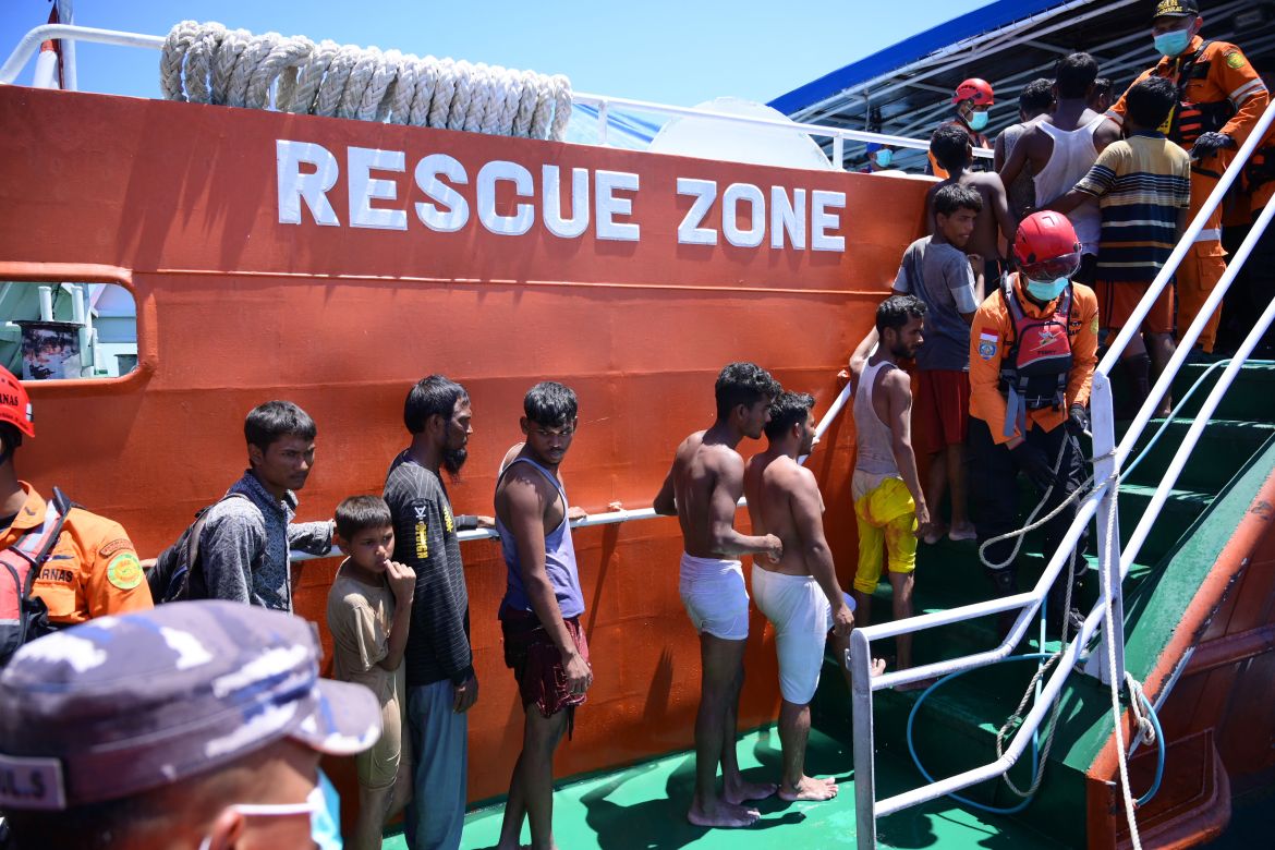 Desperate, dehydrated Rohingyas picked up in dramatic sea rescue