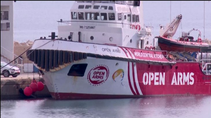 The open arms ship in coordination with the World Central Kitchen sends aid to Gaza.