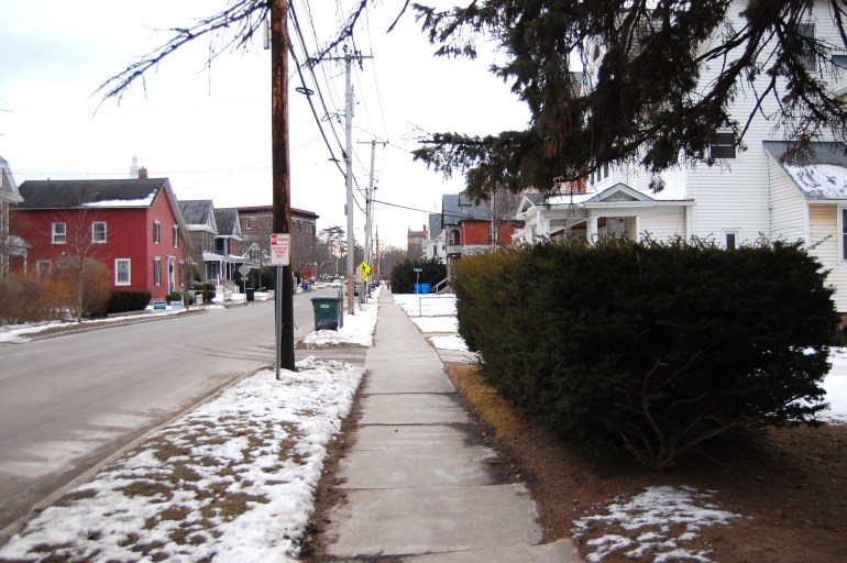 A view of North Prospect Street in Burlington, Vermont, where three Palestinian students were shot in late 2023