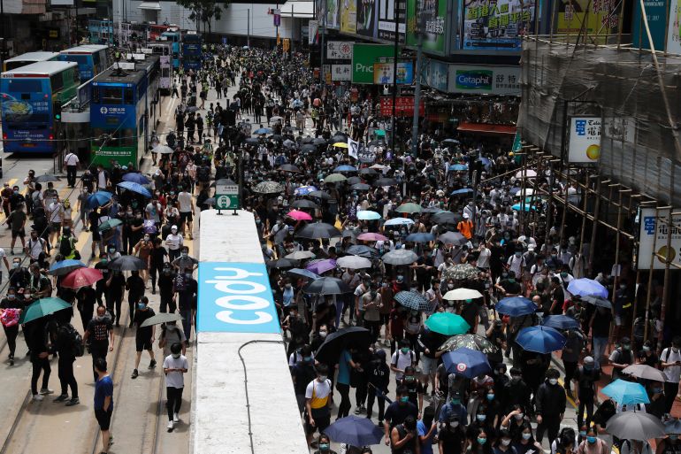 Anti-government protesters march against Beijing's plans to impose national security legislation in Hong Kong, China May 24, 2020