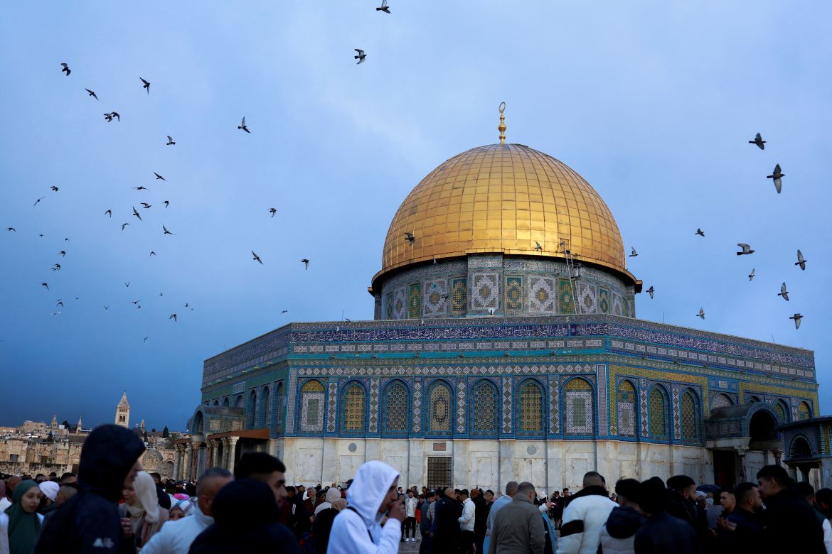 Muslims gather at Al-Aqsa compound, also known to Jews as Temple Mount, on Eid al-Fitr