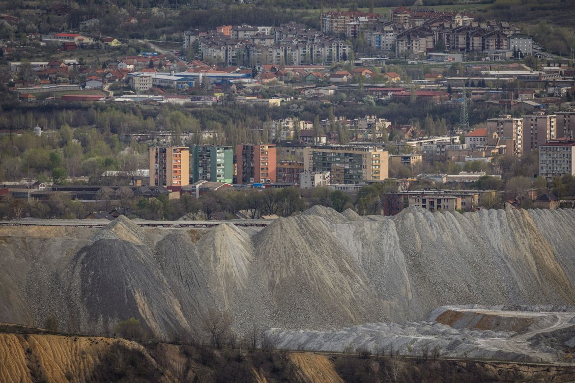 The mining town of Bor is seen from a hill near the village of Krivelj, Serbia, April 3