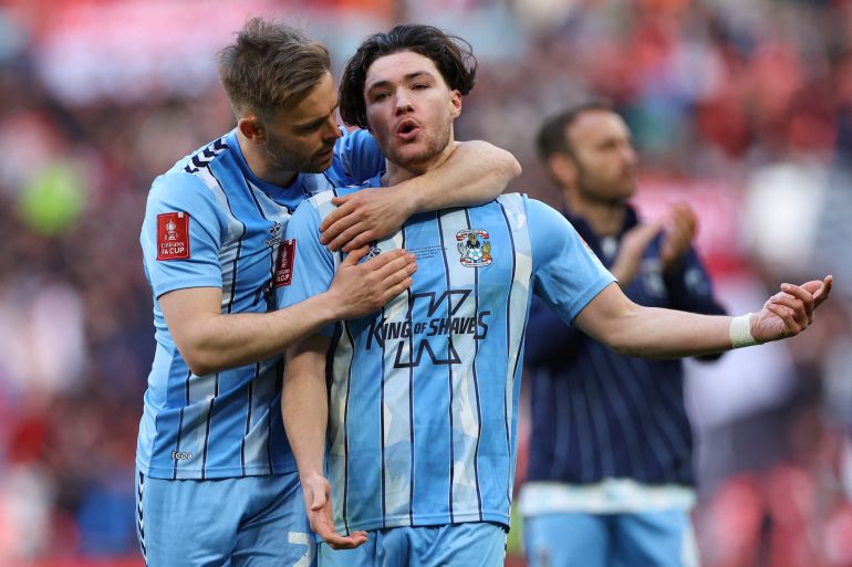 Coventry City's Callum O'Hare and Matthew Godden look dejected