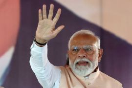 India&#039;s Prime Minister Narendra Modi speaks during an election campaign rally in Meerut, India, March 31, 2024 [Anushree Fadnavis/Reuters]