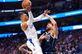 LA Clippers guard Russell Westbrook shoots as Dallas Mavericks forward Maxi Kleber (42) defends during game four of the first round for the 2024 NBA playoffs [Kevin Jairaj/USA Today Sports via Reuters]