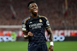 Real Madrid&#039;s Vinicius Junior was named Player of the Match after scoring twice at Bayern Munich [Angelika Warmuth/Reuters]