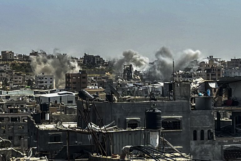 Smoke rises from Jabalia Camp as the Israeli airstrikes continue on the Gaza Strip, Gaza on April 5