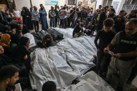 Relatives of Palestinian victims who lost their life after Israeli air raid, take their bodies from morgue of al-Najjar Hospital for buried in Rafah, Gaza on April 29, 2024 [Abed Rahim Khatib/Anadolu Agency]