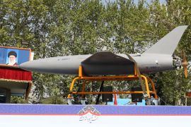 An Iranian military truck carries an Arash drone during a military parade in Tehran, as part of a ceremony marking Iran&#039;s annual National Army Day on April 17 [File: Atta Kenare/AFP]
