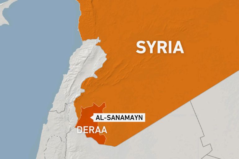 map of al-Sanamayn in Deraa, Syria
