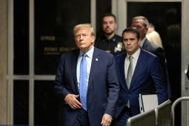 Former President Donald Trump and his lawyer Todd Blanche exit the Manhattan Criminal Court in New York [Curtis Means/DailyMail.com via AP]