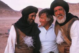 Director Moustapha Akkad with actors Anthony Quinn and Abdullah Gheith at the filming set of The Message [Al Jazeera Documentary Channel]