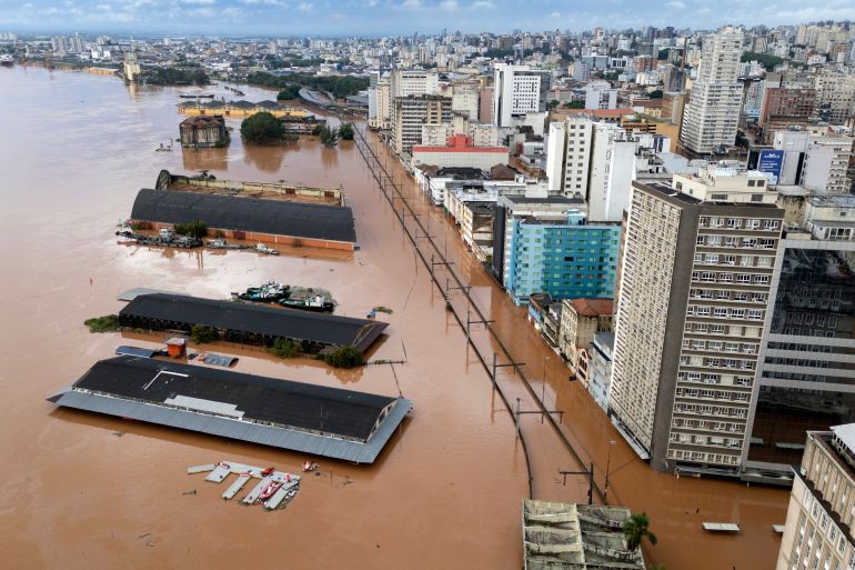 a flooded area after the flooding of Lake Guaiba in the city of Porto Alegre,