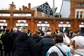 Fulham&#039;s Craven Cottage is set on the banks of the River Thames in London [Peter Cziborra/Reuters]