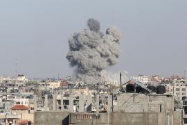 Smoke rises following Israeli strikes on Rafah in the southern Gaza Strip on May 6, 2024 [Hatem Khaled/Reuters]