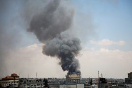 Smoke rises after an Israeli attack as amid a ground and air operation in the eastern part of Rafah, Gaza [Hatem Khaled/Reuters]