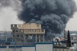 Smoke rises after an Israeli strike in Rafah [Hatem Khaled/Reuters]