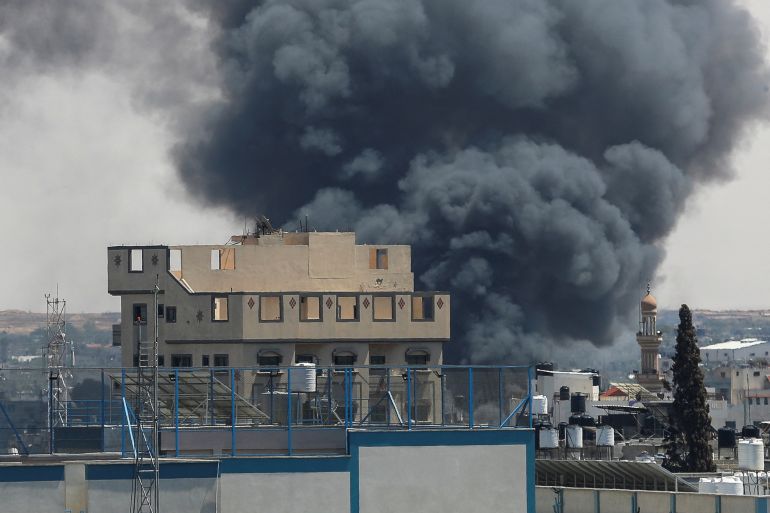 Smoke rises after an Israeli strike