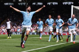 Manchester City&#039;s Josko Gvardiol celebrates scoring their third goal [David Klein/Reuters]