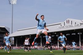Manchester City&#039;s Julian Alvarez celebrates scoring their fourth goal [David Klein/Reuters]