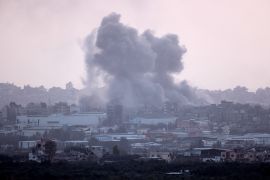 Smoke rises from an explosion in northern Gaza amid the ongoing Israeli bombardment on May 11, 2024. [Amir Cohen (Reuters)