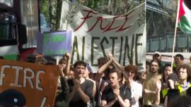 Faculty at the University of Amsterdam joined students in a walkout to protest Dutch police forcibly clearing student encampments and echoed their calls for cutting ties with Israeli universities.
