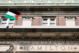 Hamilton Hall has been the epicentre of pro-Palestinian protests that have upended college campuses across the US [Mary Altaffer/Pool via AFP]