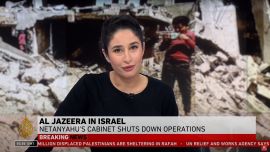 Al Jazeera broadcast announcing Israel's ban on the channel